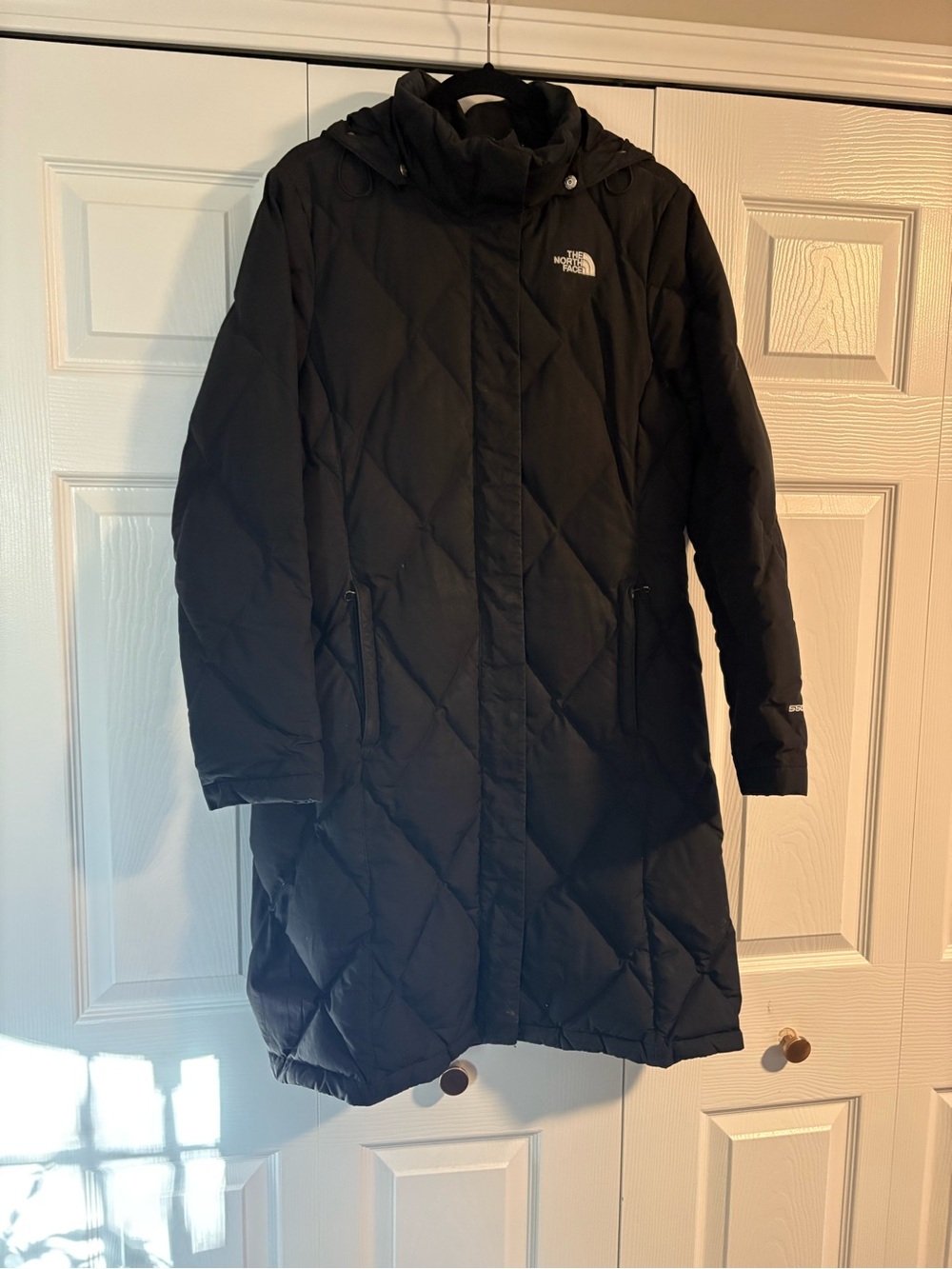 The North Face Women’s Black Long Quilted Puffer Coat with Hood